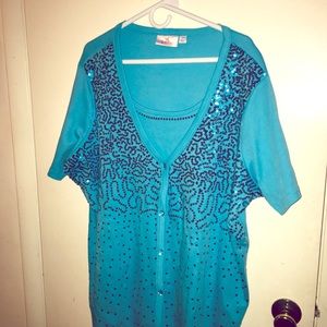Sequined short sleeved T-shirt